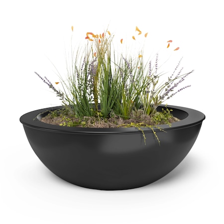 The Outdoor Plus 48 Round Sedona Planter Bowl - Powder Coated Metal - Black - OPT-48RPCPO-BLK